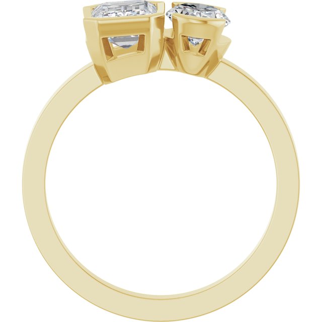 EMILY Toi Et Moi Two-Stone Emerald Cut Engagement Ring