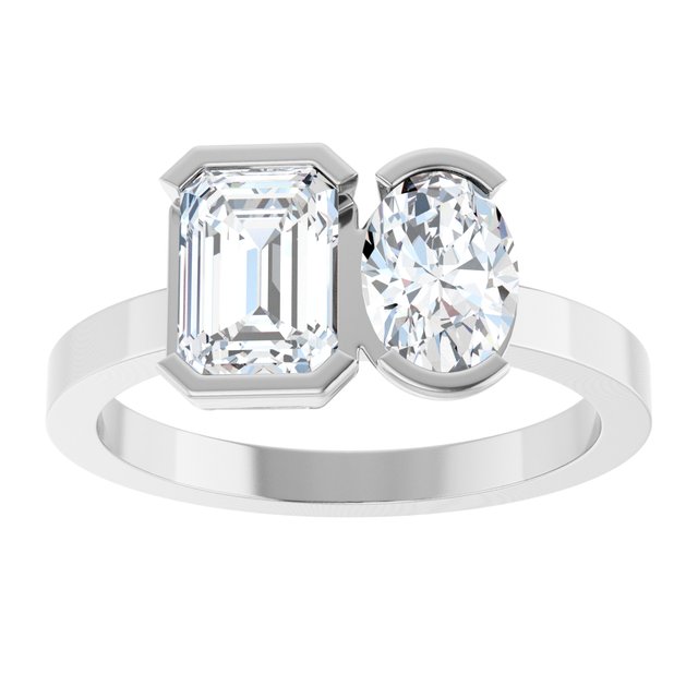 EMILY Toi Et Moi Two-Stone Emerald Cut Engagement Ring