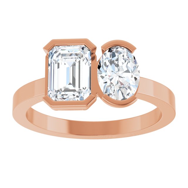 EMILY Toi Et Moi Two-Stone Emerald Cut Engagement Ring