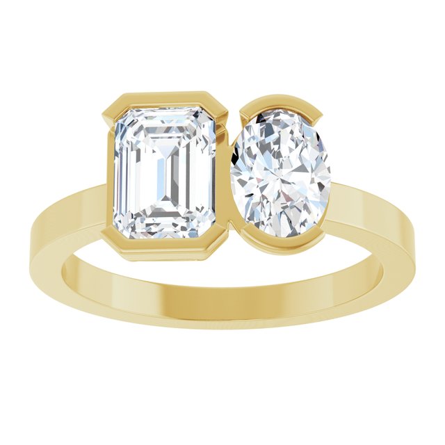 EMILY Toi Et Moi Two-Stone Emerald Cut Engagement Ring