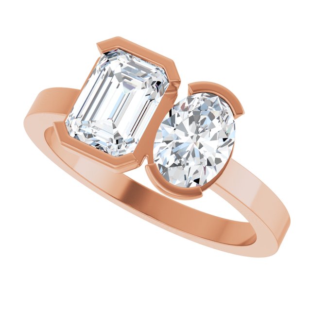 EMILY Toi Et Moi Two-Stone Emerald Cut Engagement Ring
