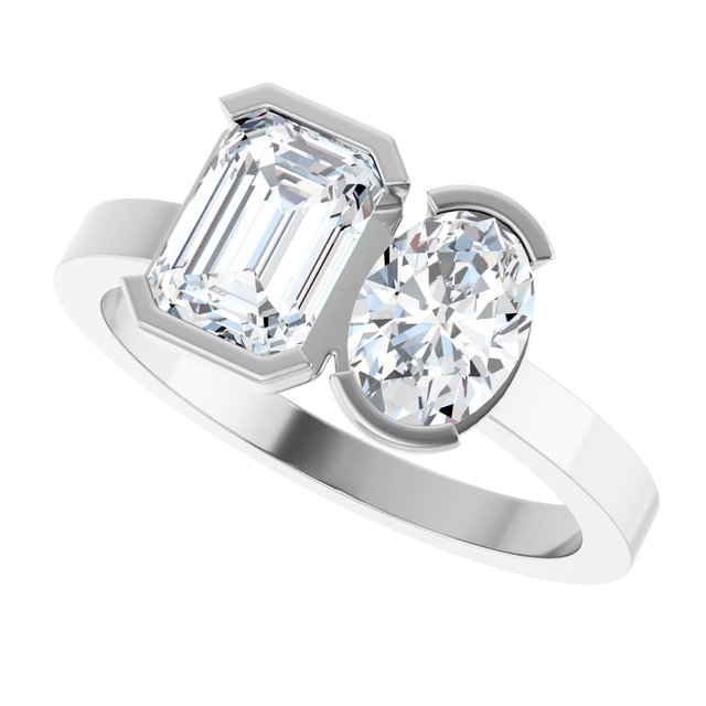 EMILY Toi Et Moi Two-Stone Emerald Cut Engagement Ring