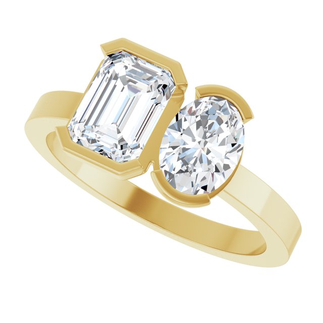 EMILY Toi Et Moi Two-Stone Emerald Cut Engagement Ring