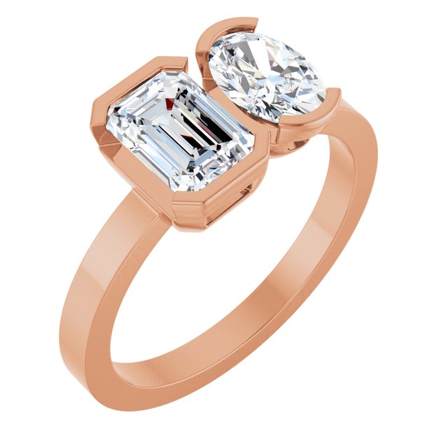 EMILY Toi Et Moi Two-Stone Emerald Cut Engagement Ring