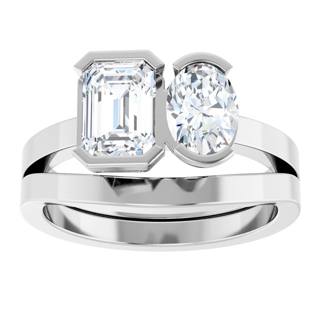 EMILY Toi Et Moi Two-Stone Emerald Cut Engagement Ring