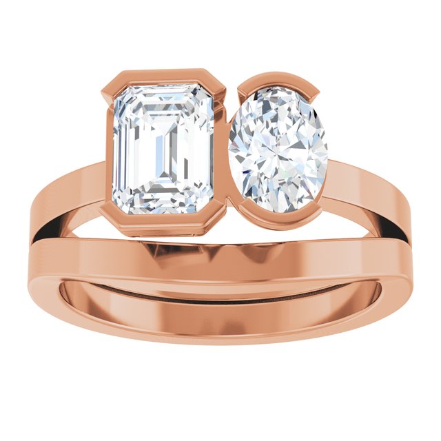 EMILY Toi Et Moi Two-Stone Emerald Cut Engagement Ring