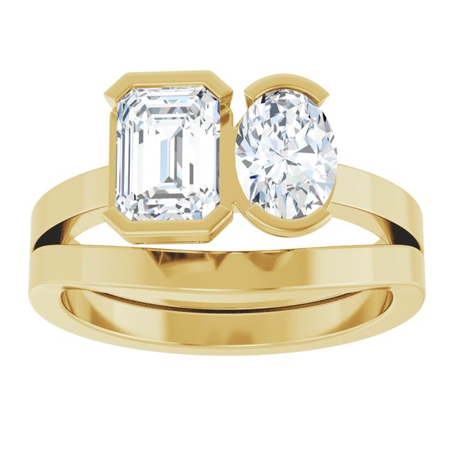 EMILY Toi Et Moi Two-Stone Emerald Cut Engagement Ring