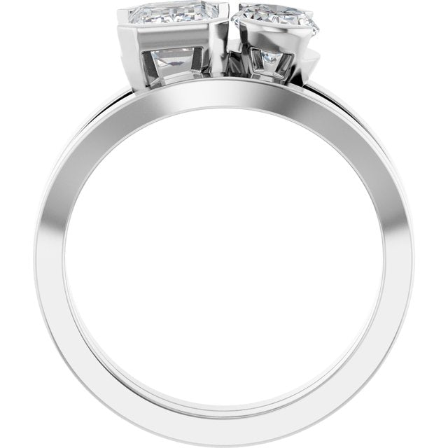 EMILY Toi Et Moi Two-Stone Emerald Cut Engagement Ring