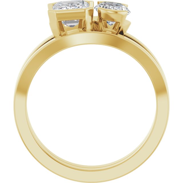 EMILY Toi Et Moi Two-Stone Emerald Cut Engagement Ring