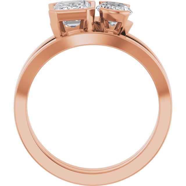 EMILY Toi Et Moi Two-Stone Emerald Cut Engagement Ring
