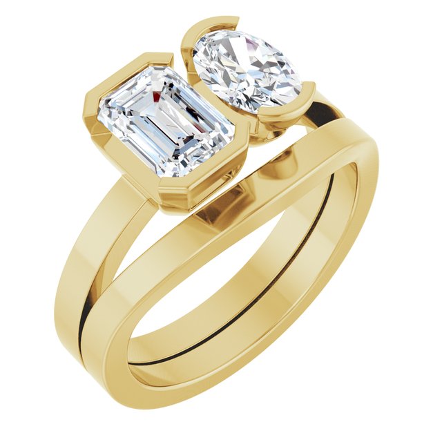 EMILY Toi Et Moi Two-Stone Emerald Cut Engagement Ring