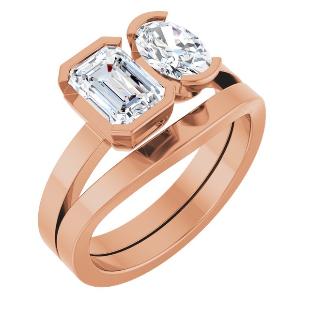 EMILY Toi Et Moi Two-Stone Emerald Cut Engagement Ring