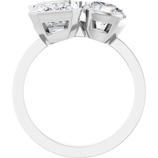 EMILY Toi Et Moi Two-Stone Emerald Cut Engagement Ring