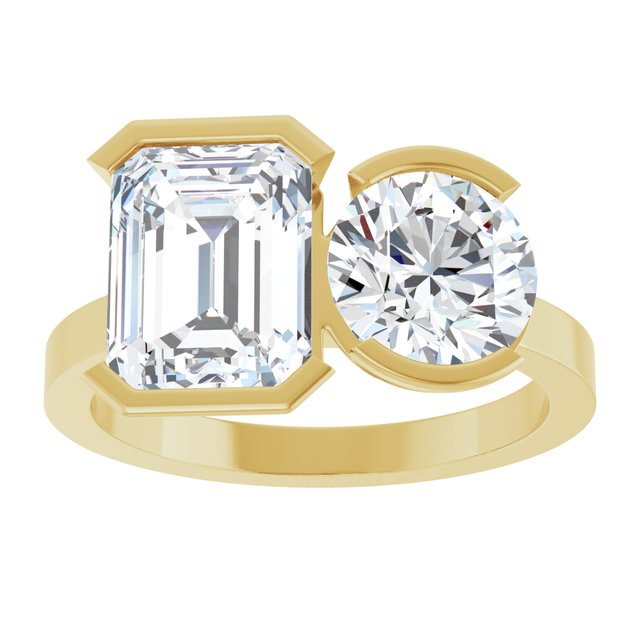 EMILY Toi Et Moi Two-Stone Emerald Cut Engagement Ring