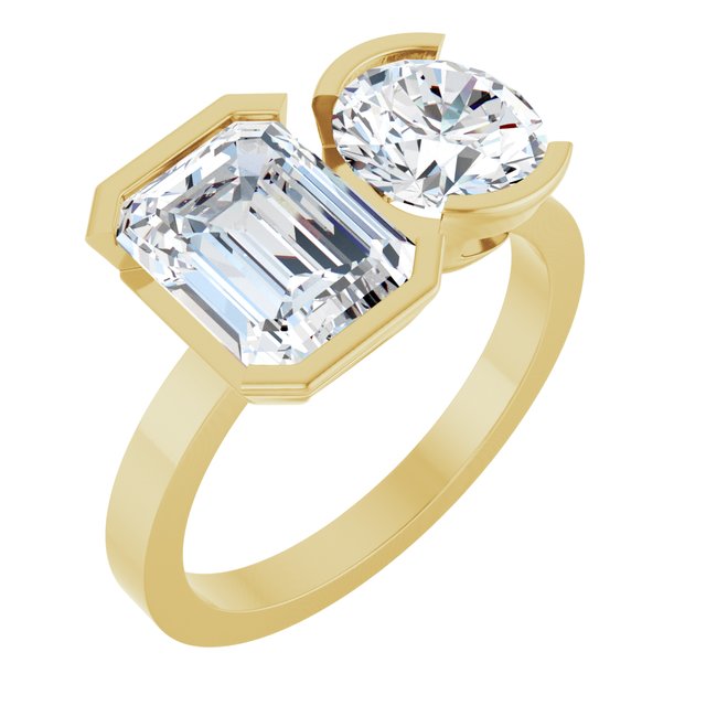EMILY Toi Et Moi Two-Stone Emerald Cut Engagement Ring