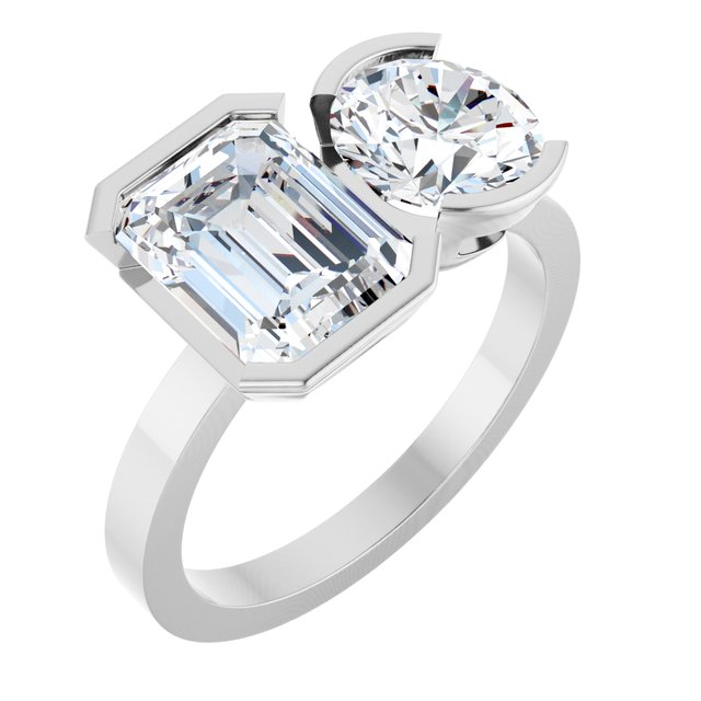EMILY Toi Et Moi Two-Stone Emerald Cut Engagement Ring