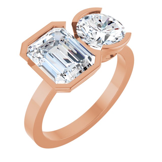 EMILY Toi Et Moi Two-Stone Emerald Cut Engagement Ring