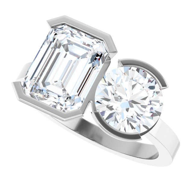 EMILY Toi Et Moi Two-Stone Emerald Cut Engagement Ring