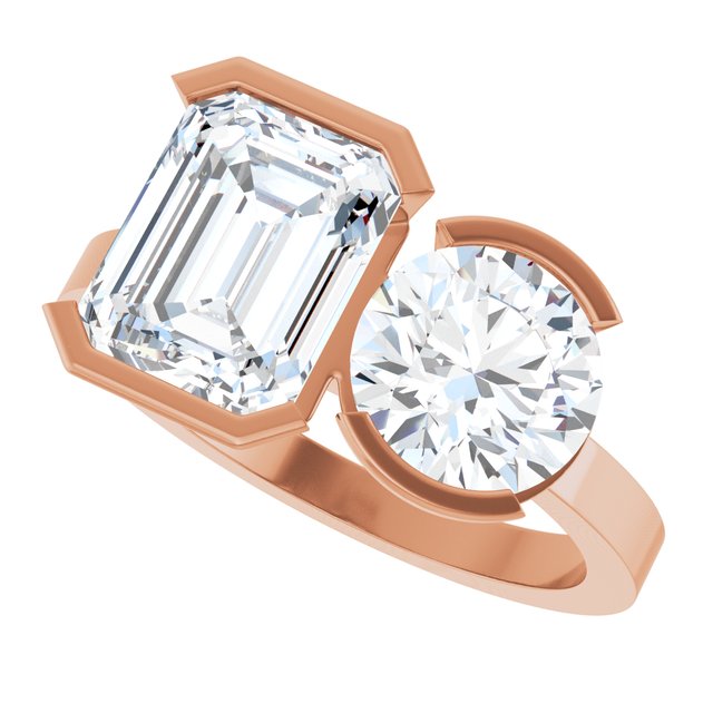 EMILY Toi Et Moi Two-Stone Emerald Cut Engagement Ring