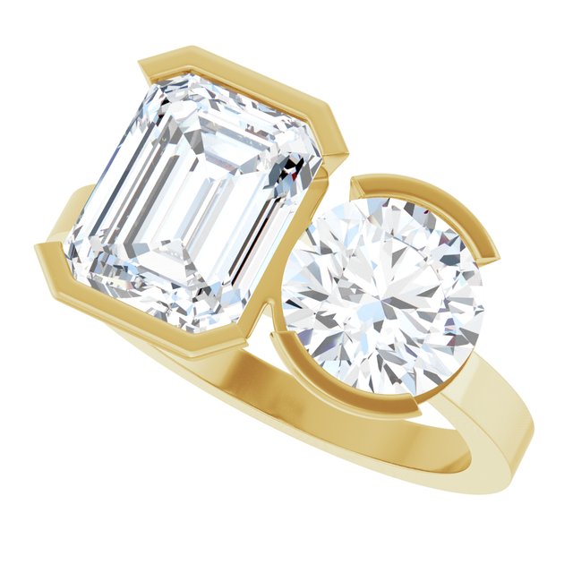 EMILY Toi Et Moi Two-Stone Emerald Cut Engagement Ring