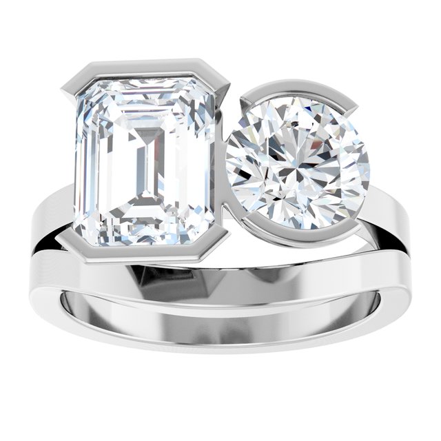 EMILY Toi Et Moi Two-Stone Emerald Cut Engagement Ring