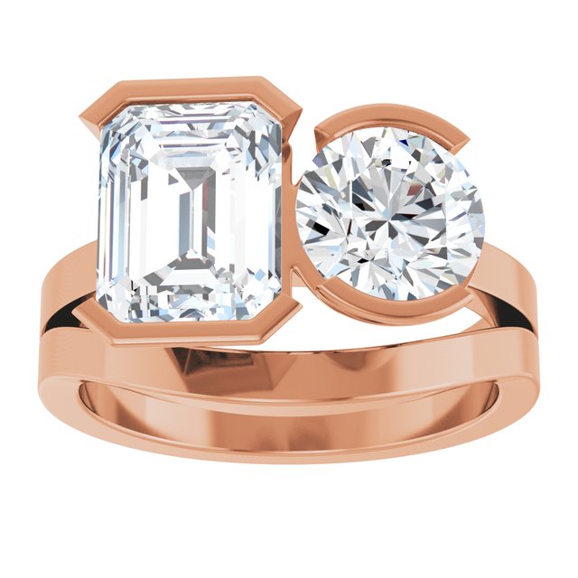 EMILY Toi Et Moi Two-Stone Emerald Cut Engagement Ring
