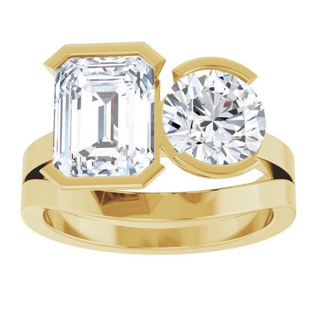 EMILY Toi Et Moi Two-Stone Emerald Cut Engagement Ring