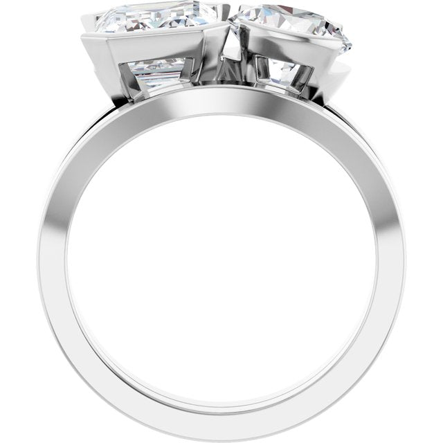 EMILY Toi Et Moi Two-Stone Emerald Cut Engagement Ring