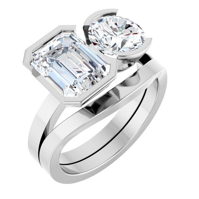 EMILY Toi Et Moi Two-Stone Emerald Cut Engagement Ring