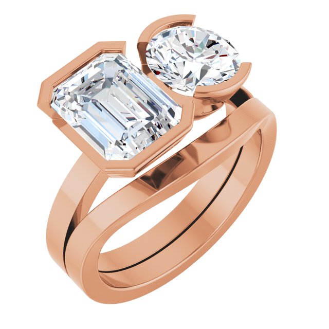 EMILY Toi Et Moi Two-Stone Emerald Cut Engagement Ring