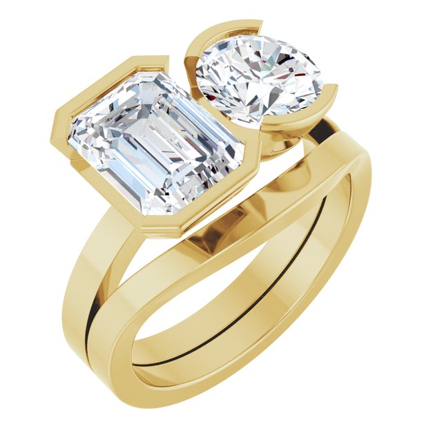EMILY Toi Et Moi Two-Stone Emerald Cut Engagement Ring