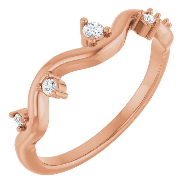 WAVE Diamond or Gemstone band Jewelry