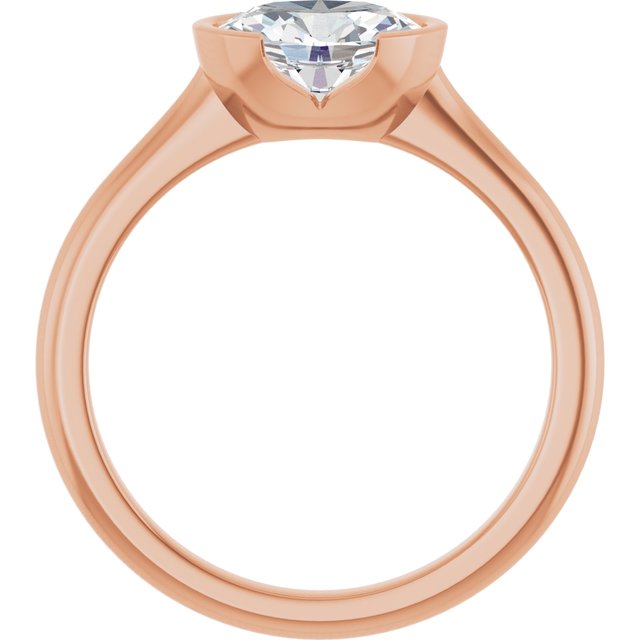 AVA Solitaire Oval Engagement Ring with Half-Bezel - 18K Rose Gold - View 2