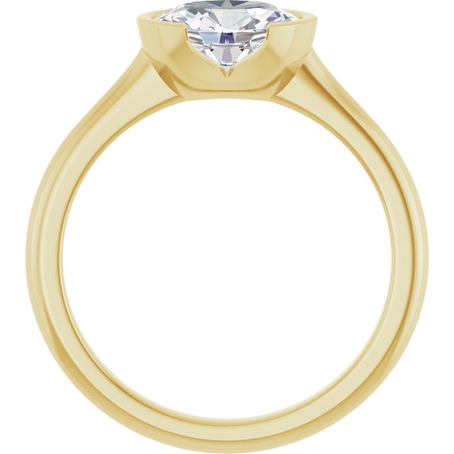 AVA Solitaire Oval Engagement Ring with Half-Bezel - 18K Yellow Gold - View 2
