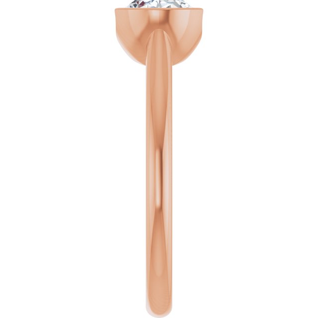 AVA Solitaire Oval Engagement Ring with Half-Bezel - 18K Rose Gold - View 4