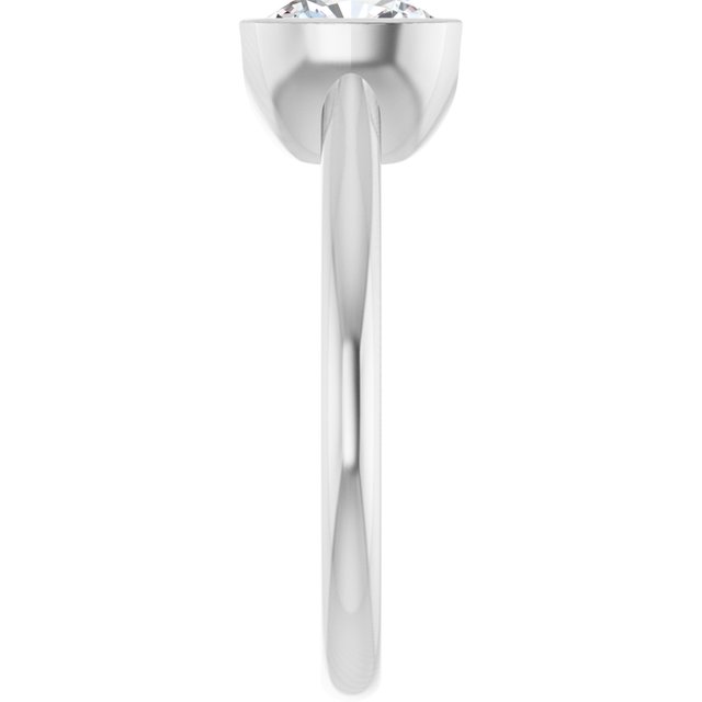 AVA Solitaire Cushion Engagement Ring with Half-Bezel - Platinum - View 4