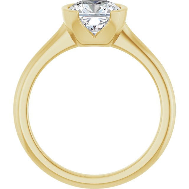 AVA Solitaire Cushion Engagement Ring with Half-Bezel - 18K Yellow Gold - View 2