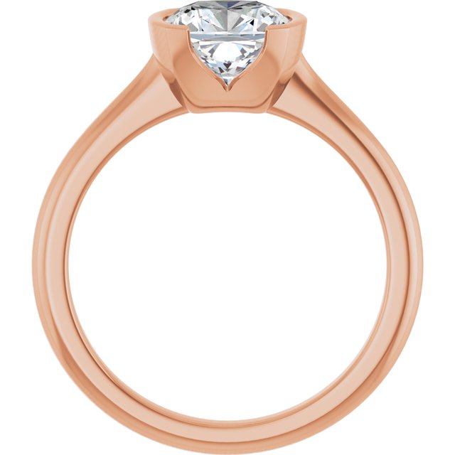 AVA Solitaire Cushion Engagement Ring with Half-Bezel - 18K Rose Gold - View 2