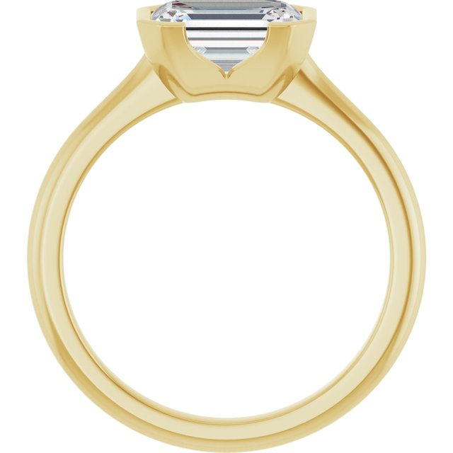 AVA Solitaire Emerald Engagement Ring with Half-Bezel - 18K Yellow Gold - View 2