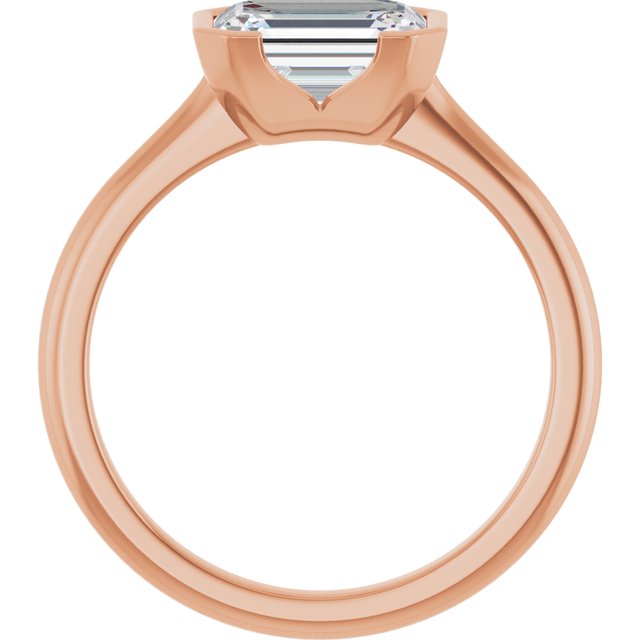 AVA Solitaire Emerald Engagement Ring with Half-Bezel - 18K Rose Gold - View 2