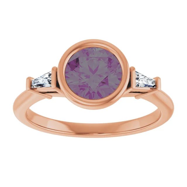 Lab Grown Gemstone and Diamond Round Cut Ring