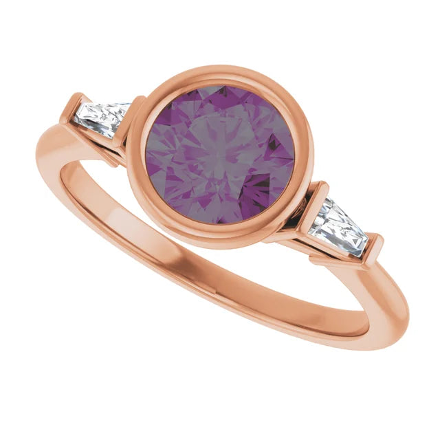 Lab Grown Gemstone and Diamond Round Cut Ring