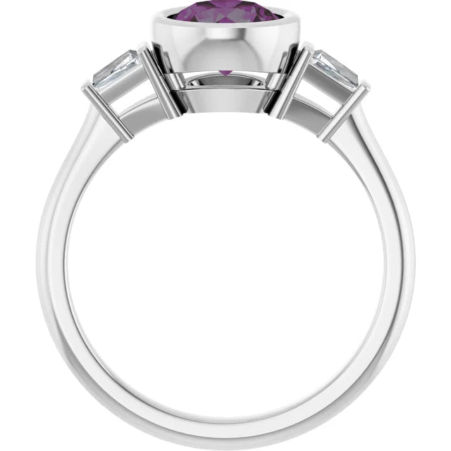 Lab Grown Gemstone and Diamond Round Cut Ring
