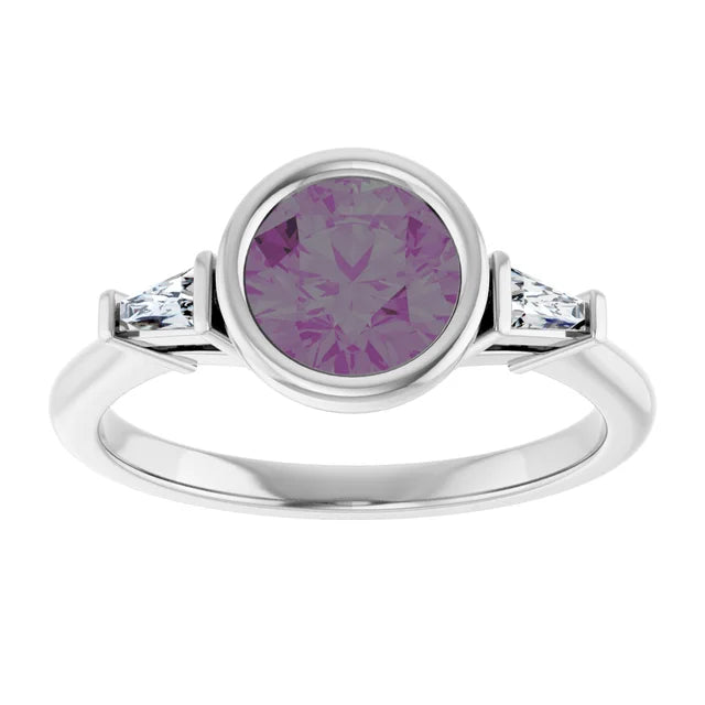 Lab Grown Gemstone and Diamond Round Cut Ring