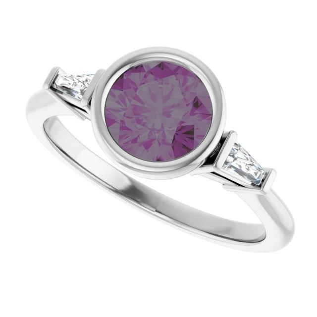 Lab Grown Gemstone and Diamond Round Cut Ring