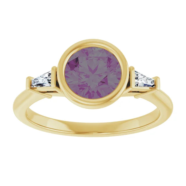 Lab Grown Gemstone and Diamond Round Cut Ring