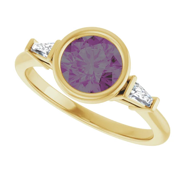 Lab Grown Gemstone and Diamond Round Cut Ring