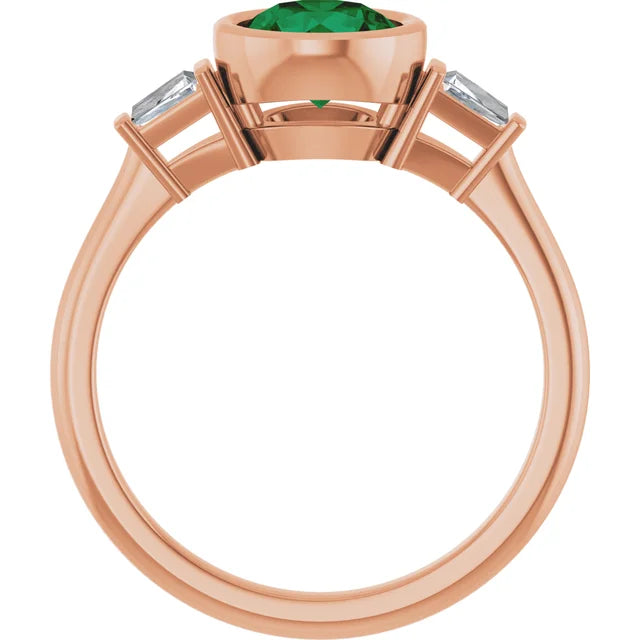 Lab Grown Gemstone and Diamond Round Cut Ring