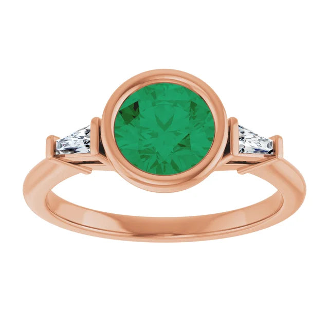 Lab Grown Gemstone and Diamond Round Cut Ring