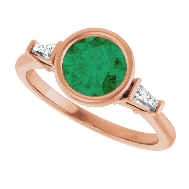 Lab Grown Gemstone and Diamond Round Cut Ring